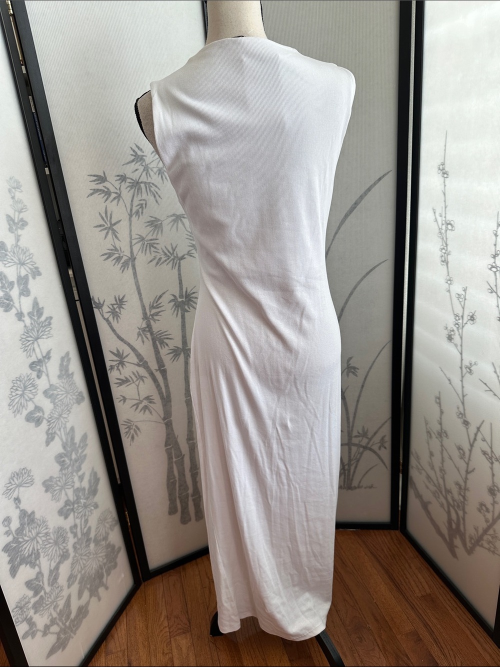 Zara White Sleeveless Ruched Maxi Dress - Picture 3 of 10